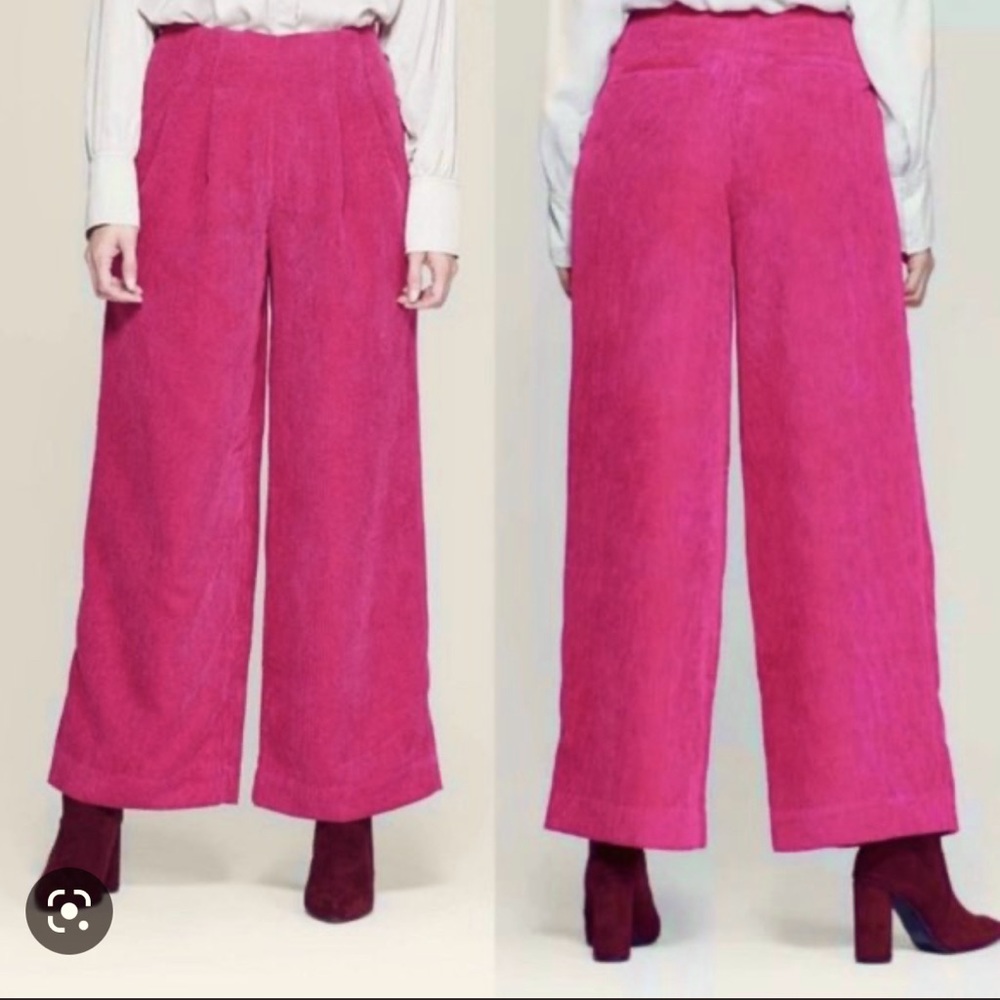 Target Hot pink corduroy wide leg pants slacks magenta cords fuchsia high waist